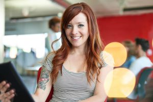 Confident female designer