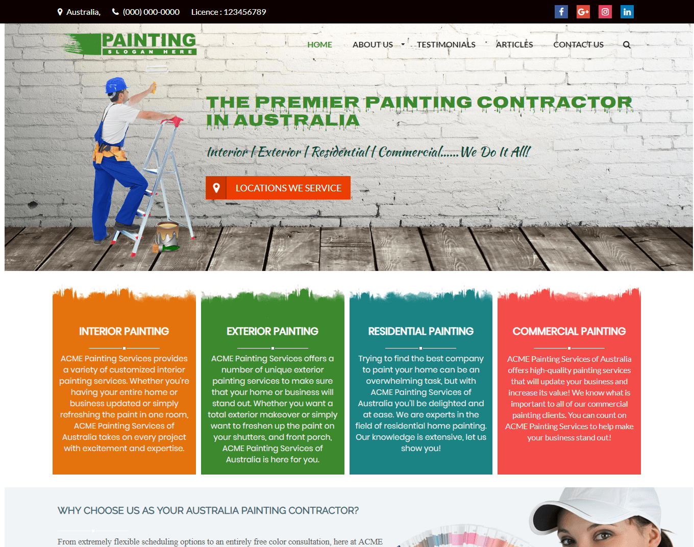 Painting Slogan services homepage.