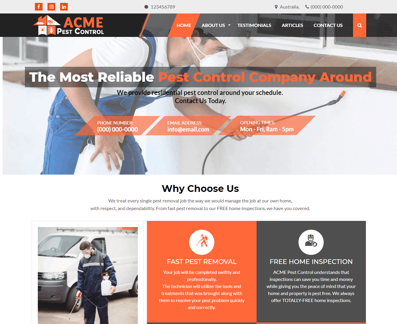 ACME Pest Control homepage