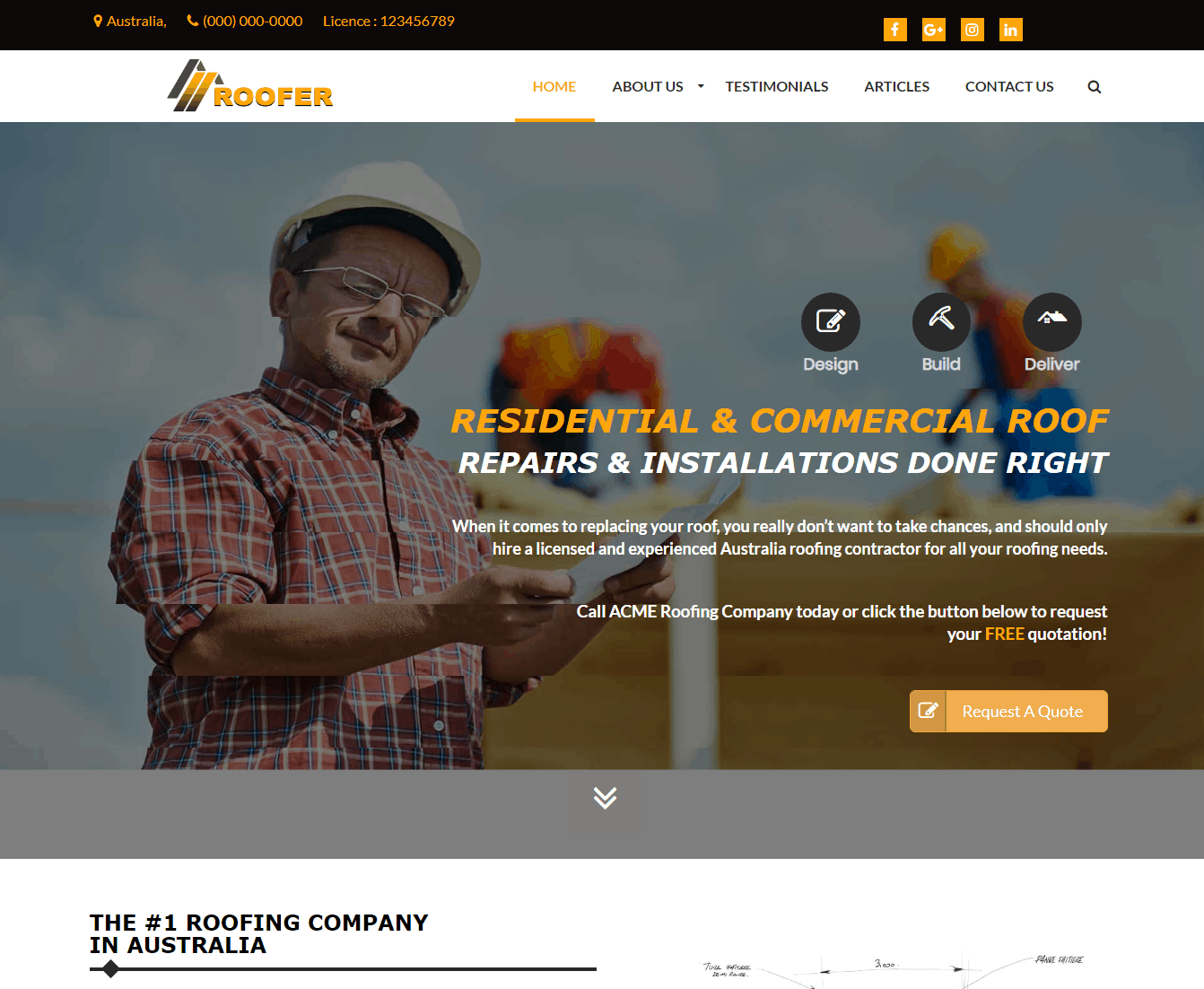 Roofer homepage.