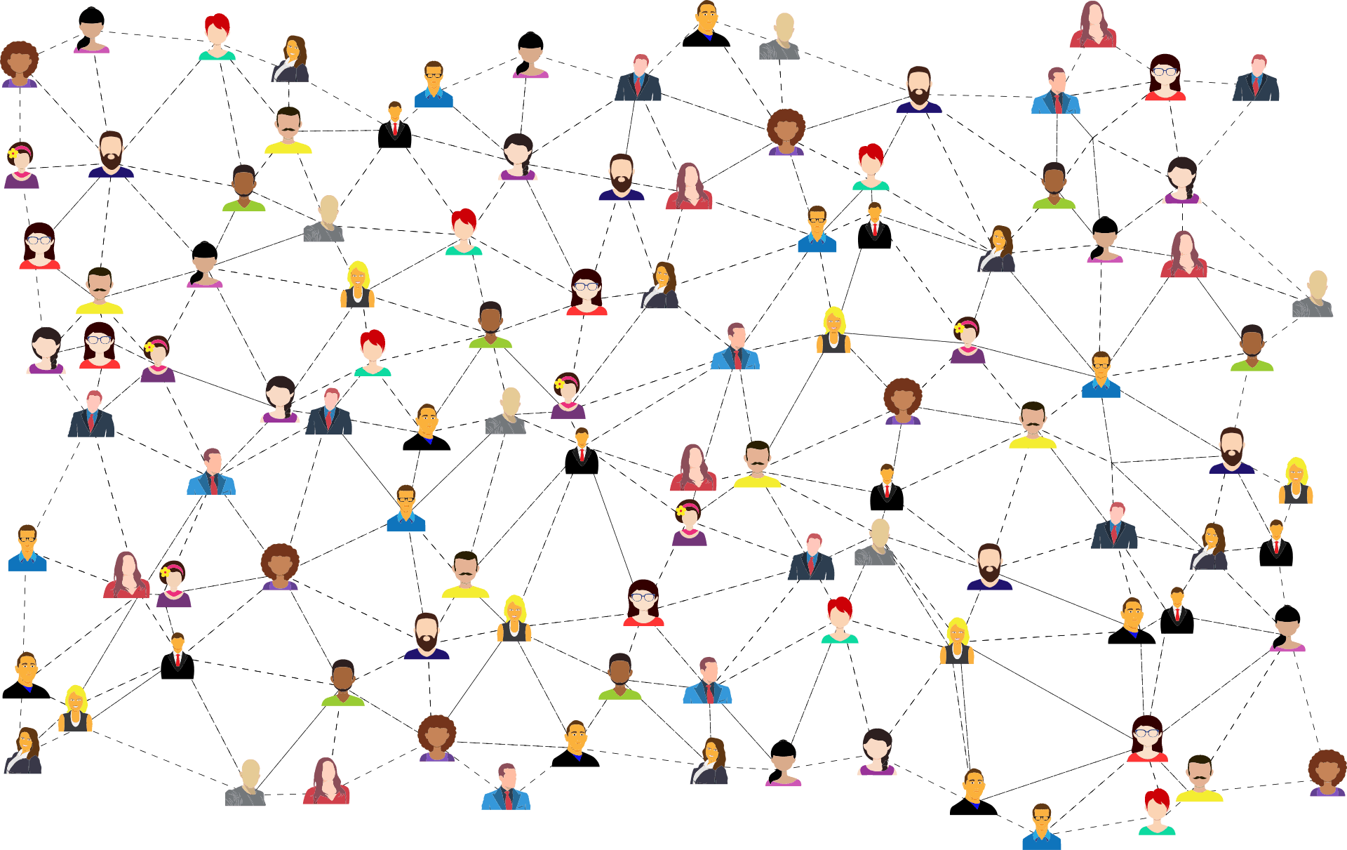 multicolored group, diverse crowd