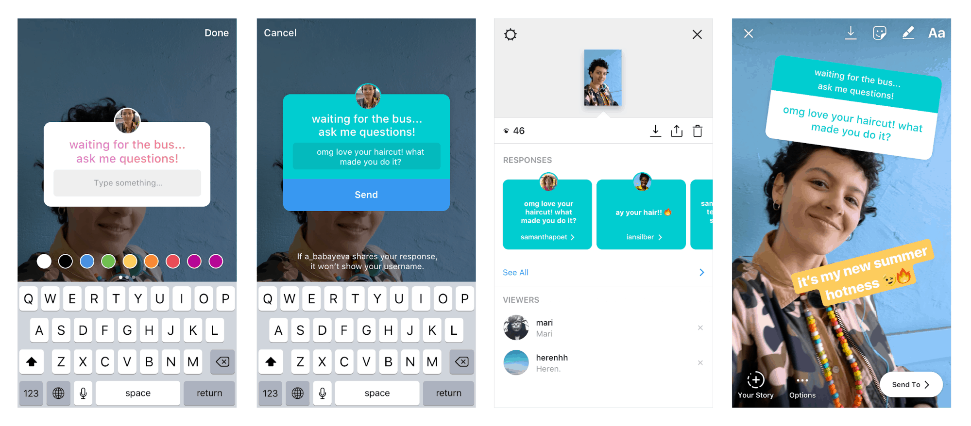 Instagram screenshot showing how to add a text box