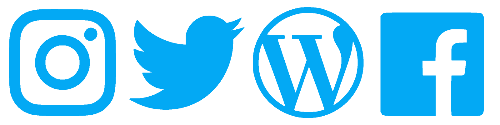 A blue logo with the words twitter, facebook, and instagram.