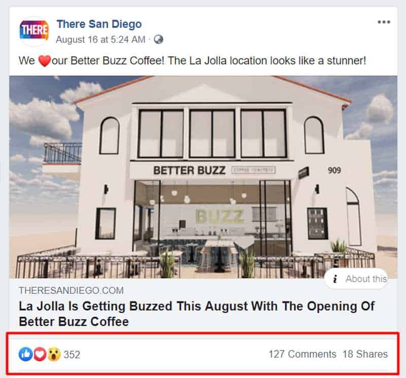 A facebook ad for a coffee shop in san diego.