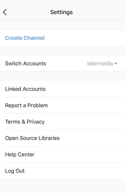 The settings for creating a channel on ios.