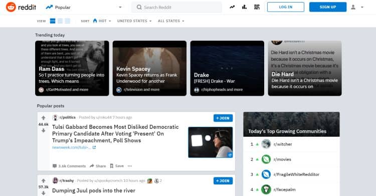 A screen shot of a social media site.