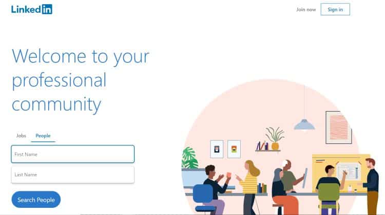 A screen shot of linkedin's homepage.