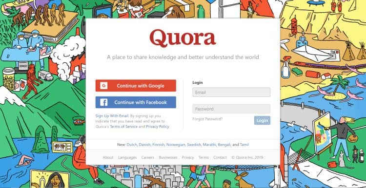 Qoura is a social network with a colorful background.