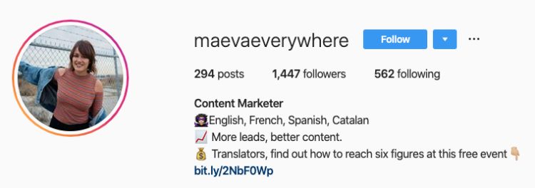 A woman's instagram profile with the words'meereaverywhere'.