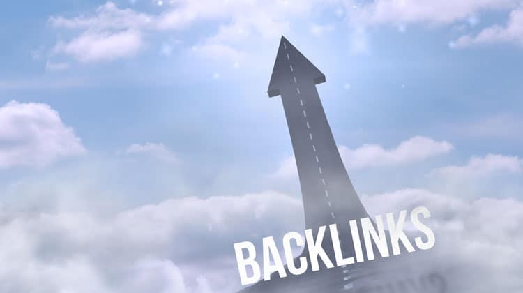 An arrow with the word backlinks in the sky.