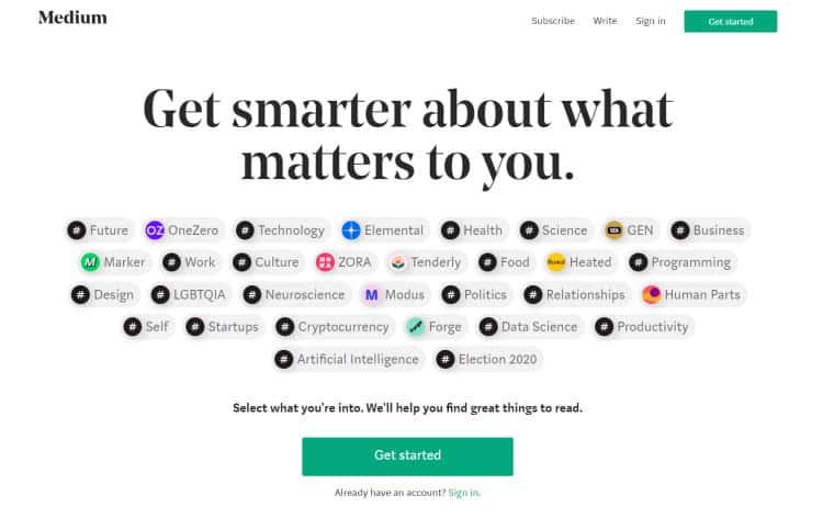 A website with the words get smarter about what matters to you.