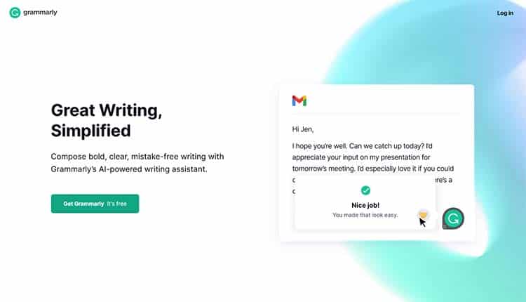 A screen shot of a website with the words great writing, simplified.
