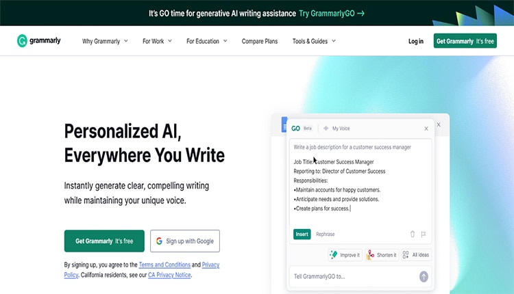 A screen shot of a website with a personalized AI.