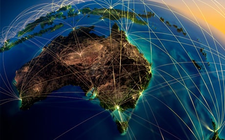 A map of australia and the sun.