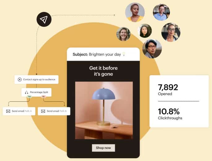 A mobile app with a picture of a group of people.