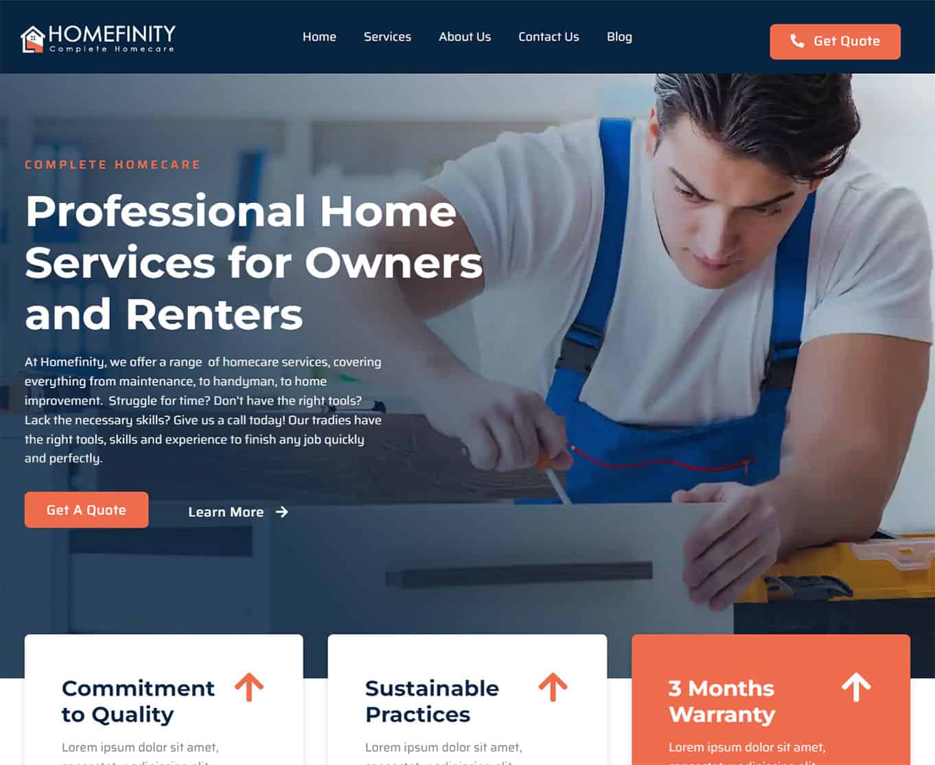 Example of a service business website